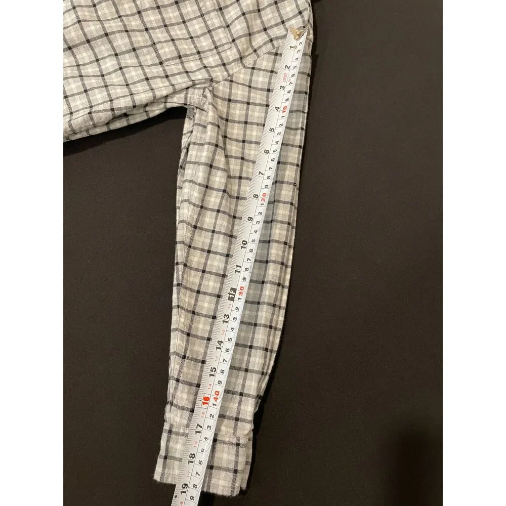 ~ Janie and Jack 8 Boy's Button Down Shirt Plaid Blue Black Gray Flannel Cotton